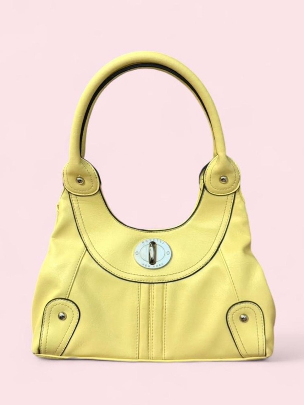 Yellow Leather Shoulder Bag - Classic Women's Handbag
